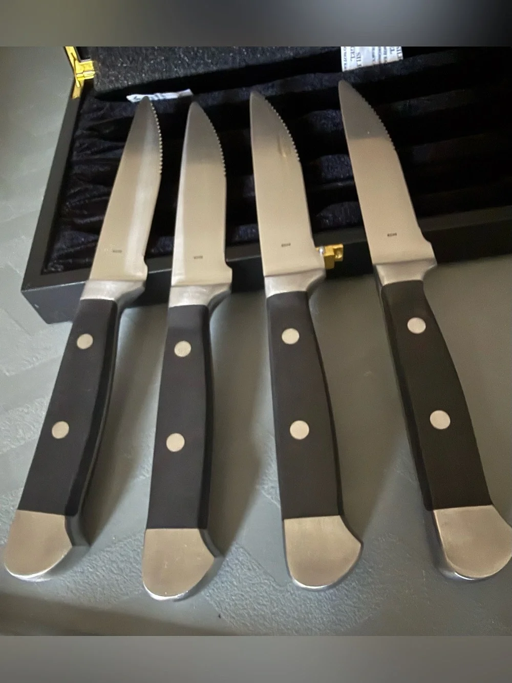 The Capital Grill Premium Black Handle Stainless Steel Steak Knife Set 4 Pieces